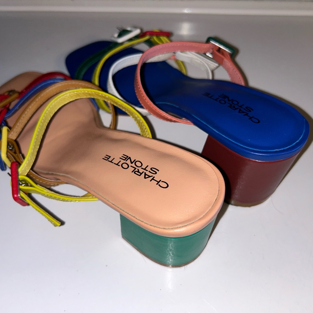 Charlotte Stone Mireille Sandal, Multicolor Mismatched Strappy Sandals, size 9 - Picture 8 of 13